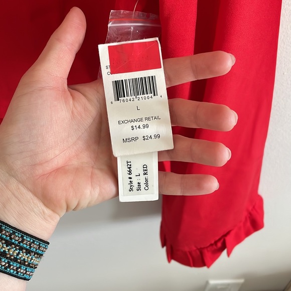 Red long sleeve blouse - Picture 5 of 6